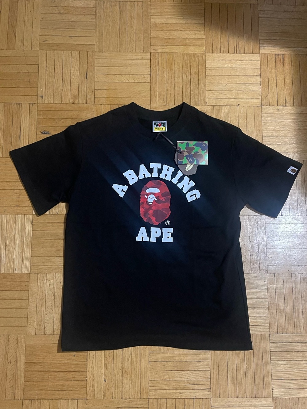 Black Crewneck Logo T-Shirt - Black/Red Ape Print